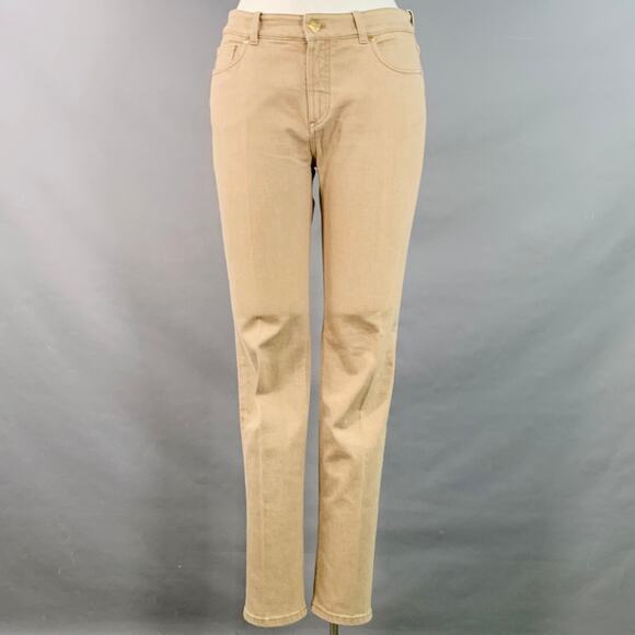 LORO PIANA Size 12 Beige Cotton Blend Twill Tapered Casual Pants - Picture 1 of 4